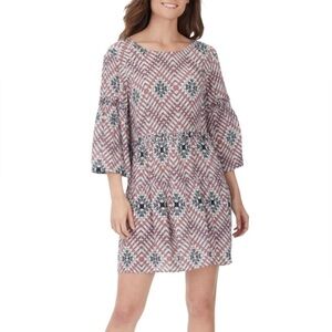 NWT William Rast Sandra Multi Fractal Diamond Knit Burgundy Babydoll Dress Sz S